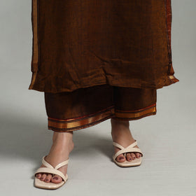  Cotton Brown Dharwad Kurta Set with Palazzo & Dupatta