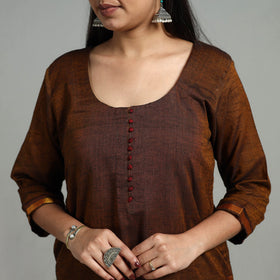  Cotton Brown Dharwad Kurta Set with Palazzo & Dupatta