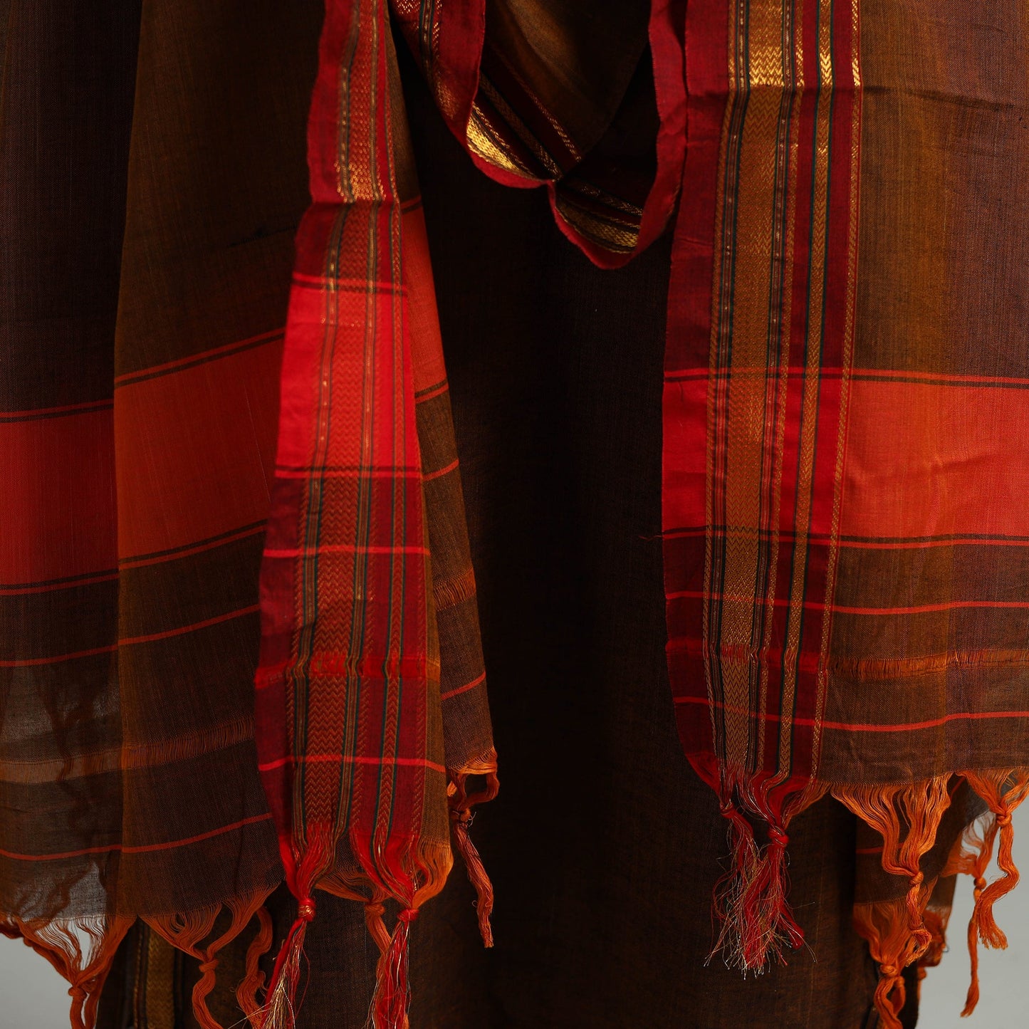  Cotton Brown Dharwad Kurta Set with Palazzo & Dupatta