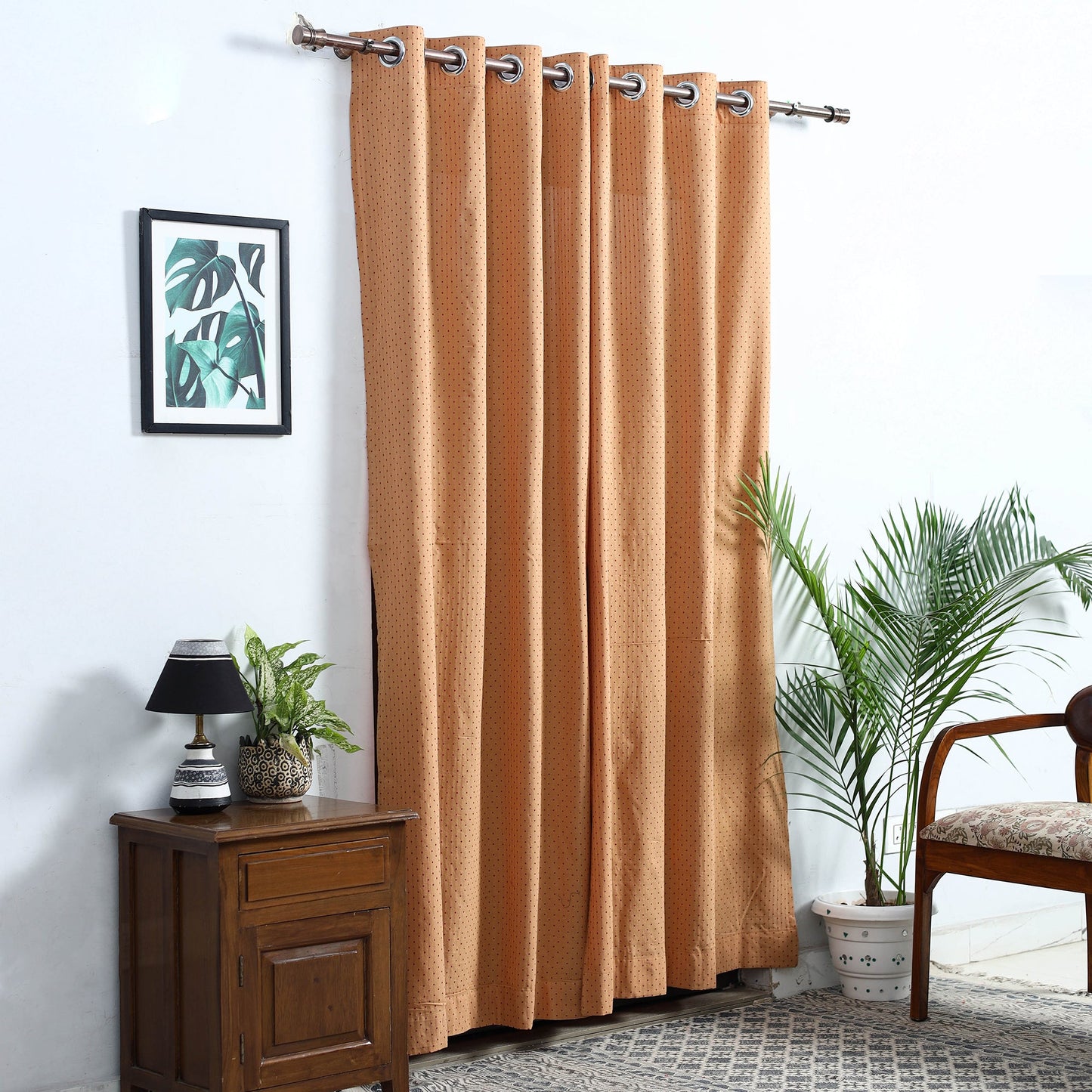  Brown Cotton Door Jacquard Curtain (7 x 3 Feet) 