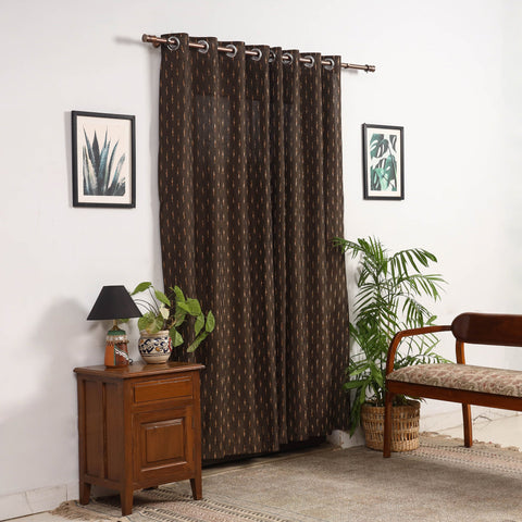 Brown - cotton door pochampally ikat curtain (7 x 3 feet)