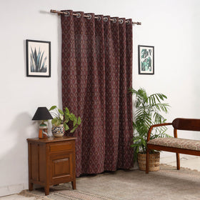 Brown - cotton door pochampally ikat curtain (7 x 3 feet)