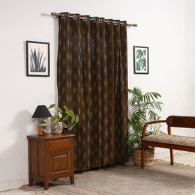Brown - cotton door pochampally ikat curtain (7 x 3 feet)