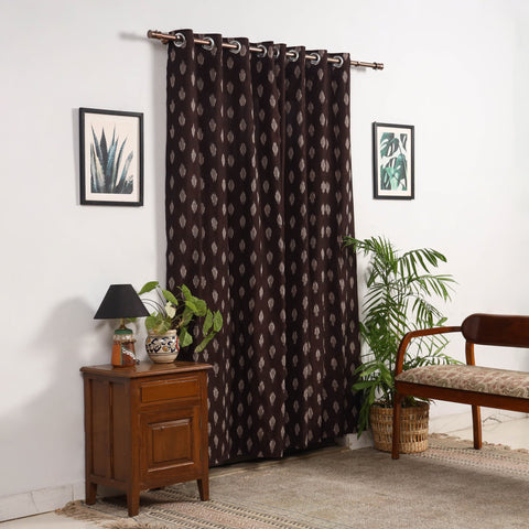 Brown - cotton door pochampally ikat curtain (7 x 3 feet)