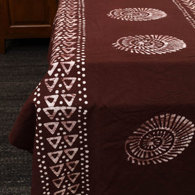  Brown Cotton Double Hand Batik Print Bed Sheet Set