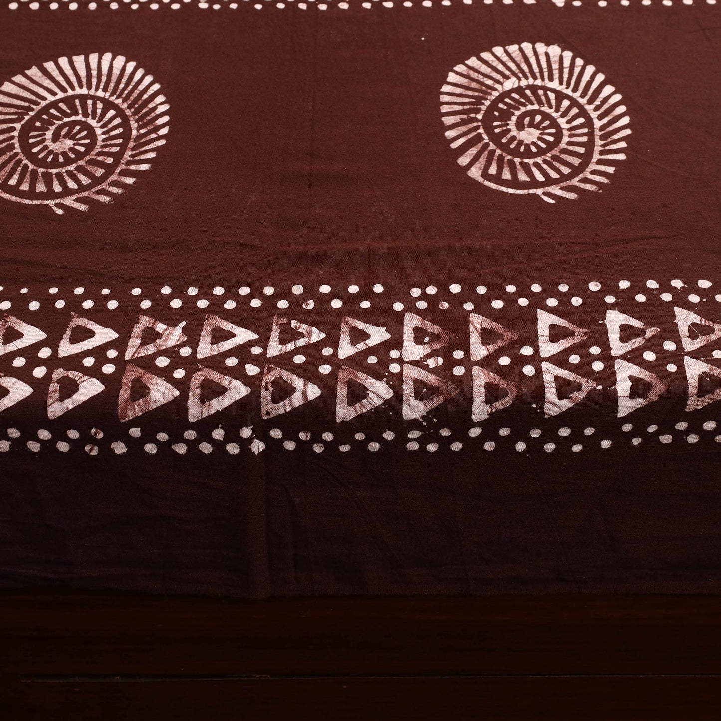  Brown Cotton Double Hand Batik Print Bed Sheet Set