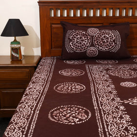 Brown - cotton double hand batik bed sheet set 10