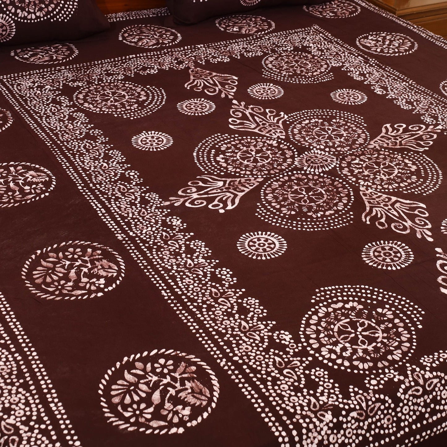 Brown - cotton double hand batik bed sheet set 10