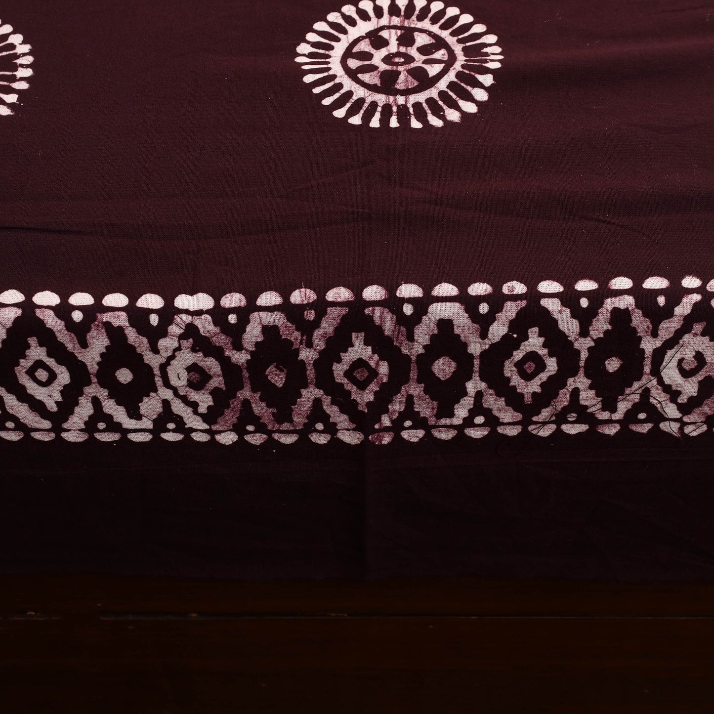  Brown Cotton Double Hand Batik Print Bed Sheet Set