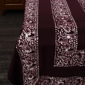 Buy Brown Cotton Double Hand Batik Print Bed Sheet Set