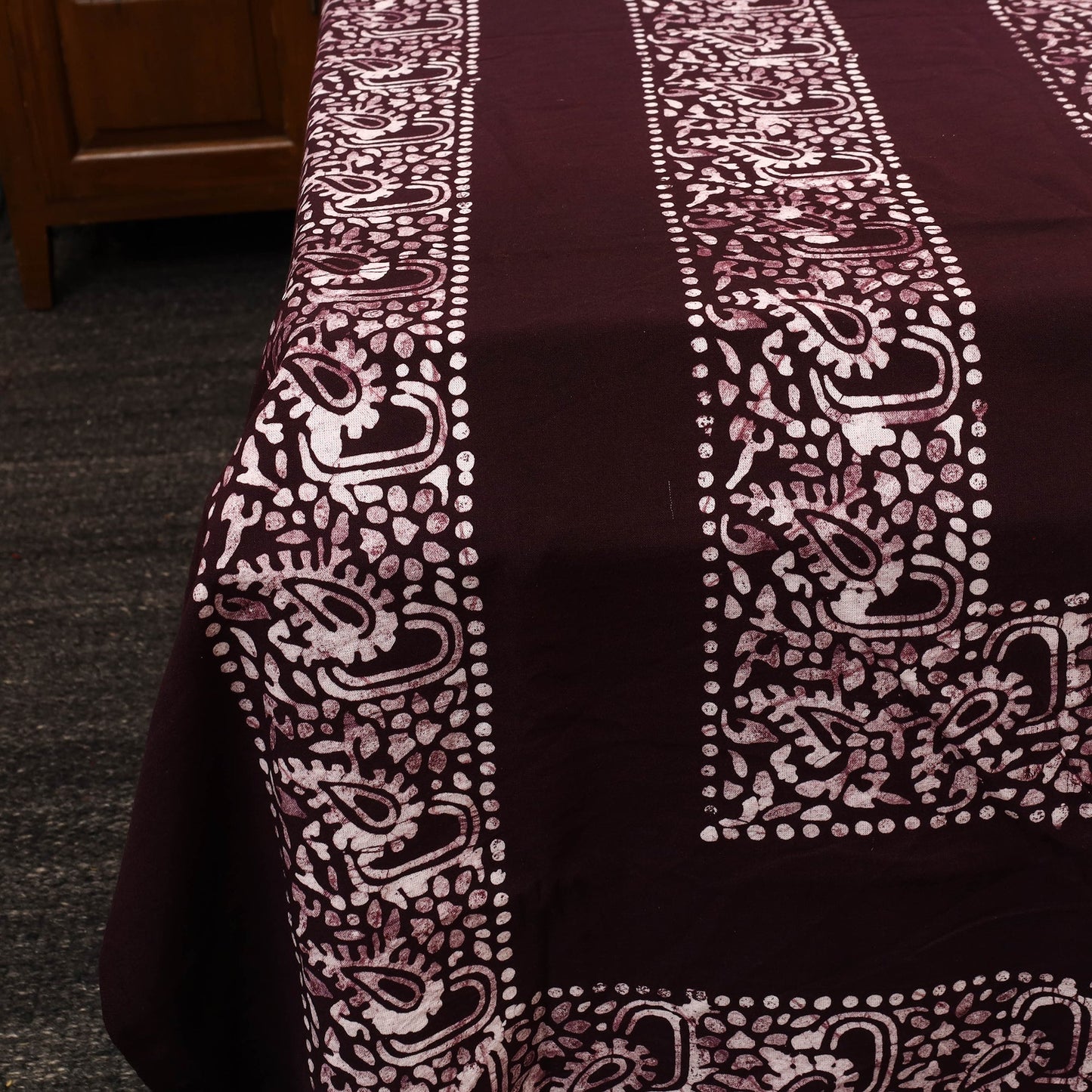 Buy Brown Cotton Double Hand Batik Print Bed Sheet Set