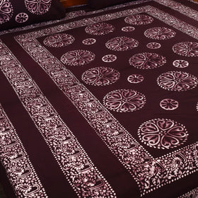 Buy Brown Cotton Double Hand Batik Print Bed Sheet Set
