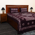 Brown - cotton double hand batik bed sheet set 47