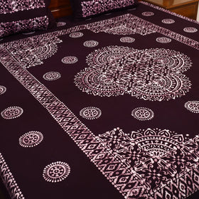 Brown - cotton double hand batik bed sheet set 47