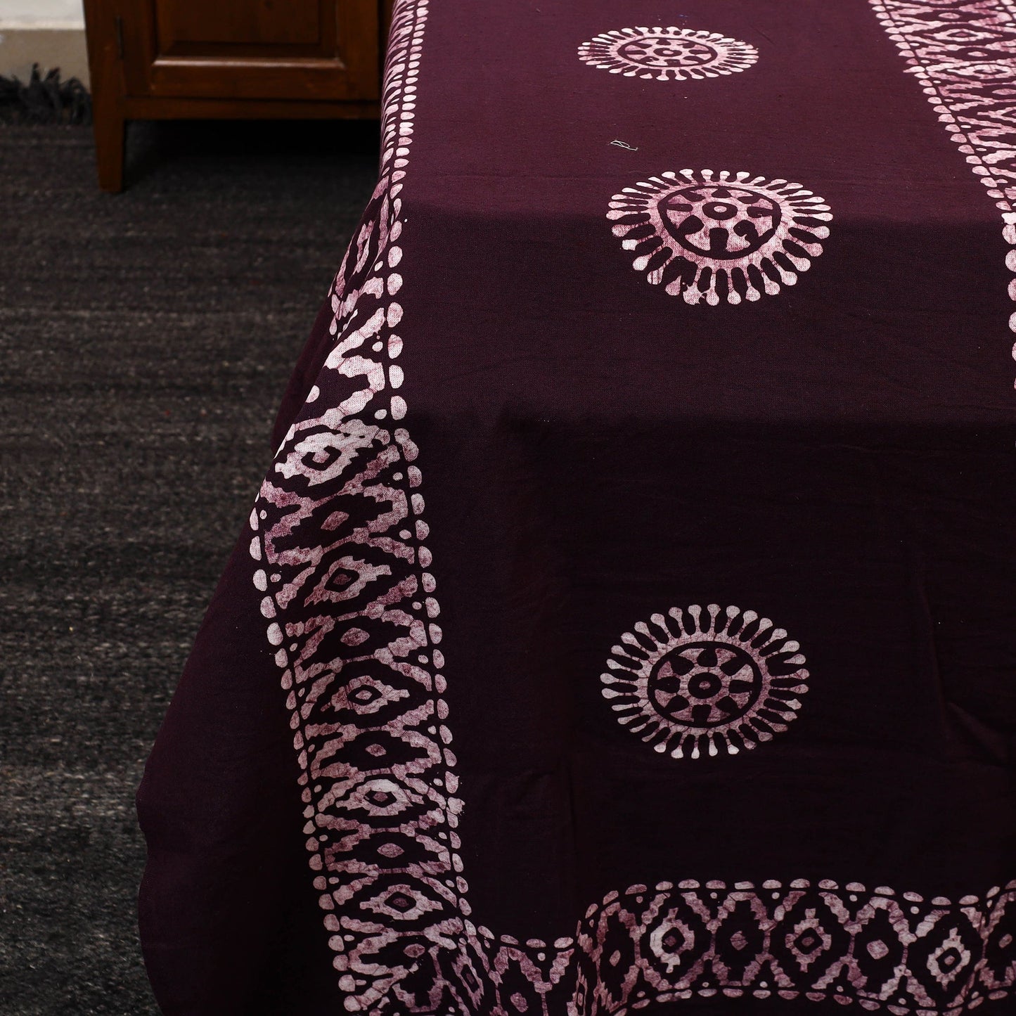 Brown - cotton double hand batik bed sheet set 47