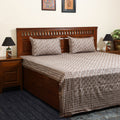Brown - cotton double sanganeri bed sheet set (108 x 90 in)