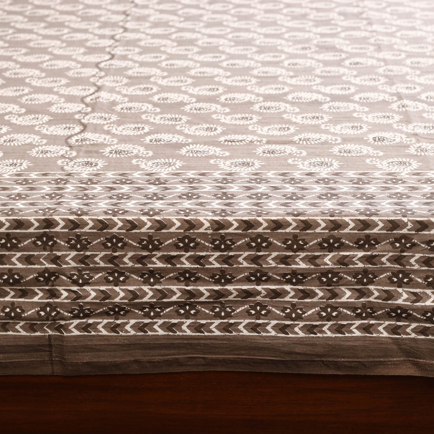 Brown - cotton double sanganeri bed sheet set (108 x 90 in)