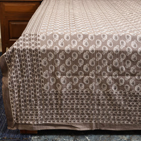 Brown - cotton double sanganeri bed sheet set (108 x 90 in)