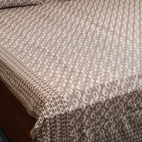 Brown - cotton double sanganeri bed sheet set (108 x 90 in)