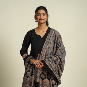 Brown - cotton dupatta with tassels 12 - handcrafted