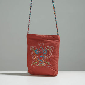  Gamcha Fabric Hand Embroidered Cotton Sling Bag Online at iTokri.com