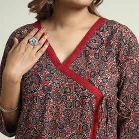 Buy Block Print Cotton Flared Ajrakh Kurta with Palazzo Set