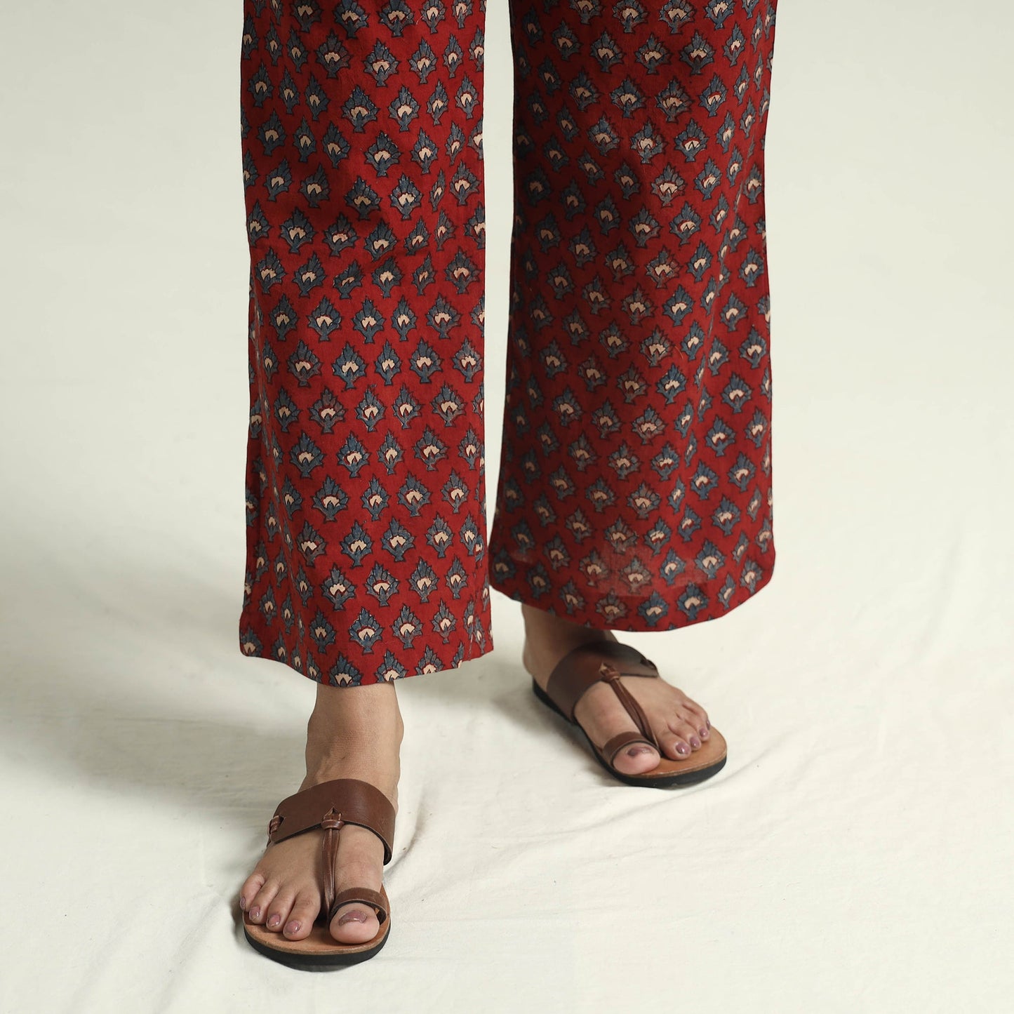  Block Print Cotton Flared Ajrakh Kurta with Palazzo Set