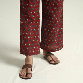  Block Print Cotton Flared Ajrakh Kurta with Palazzo Set