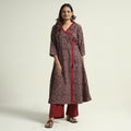 Buy Block Print Cotton Flared Ajrakh Kurta with Palazzo Set