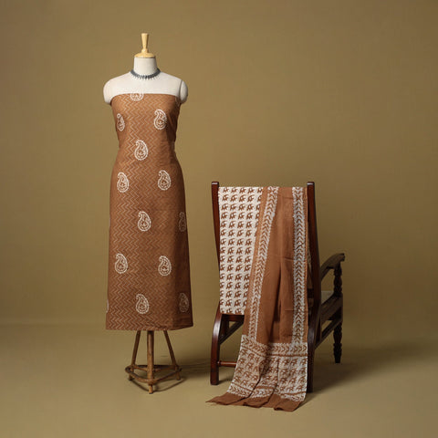 Cotton hand batik 3pc unstitched dress material 12