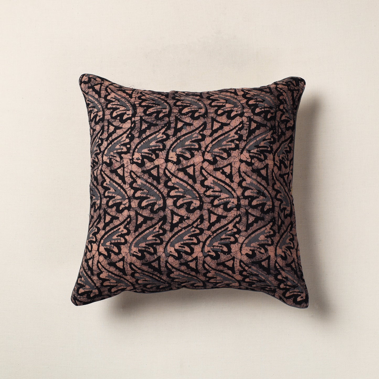 Brown Pure Cotton Hand Batik Cushion Cover (18 x 18 in)