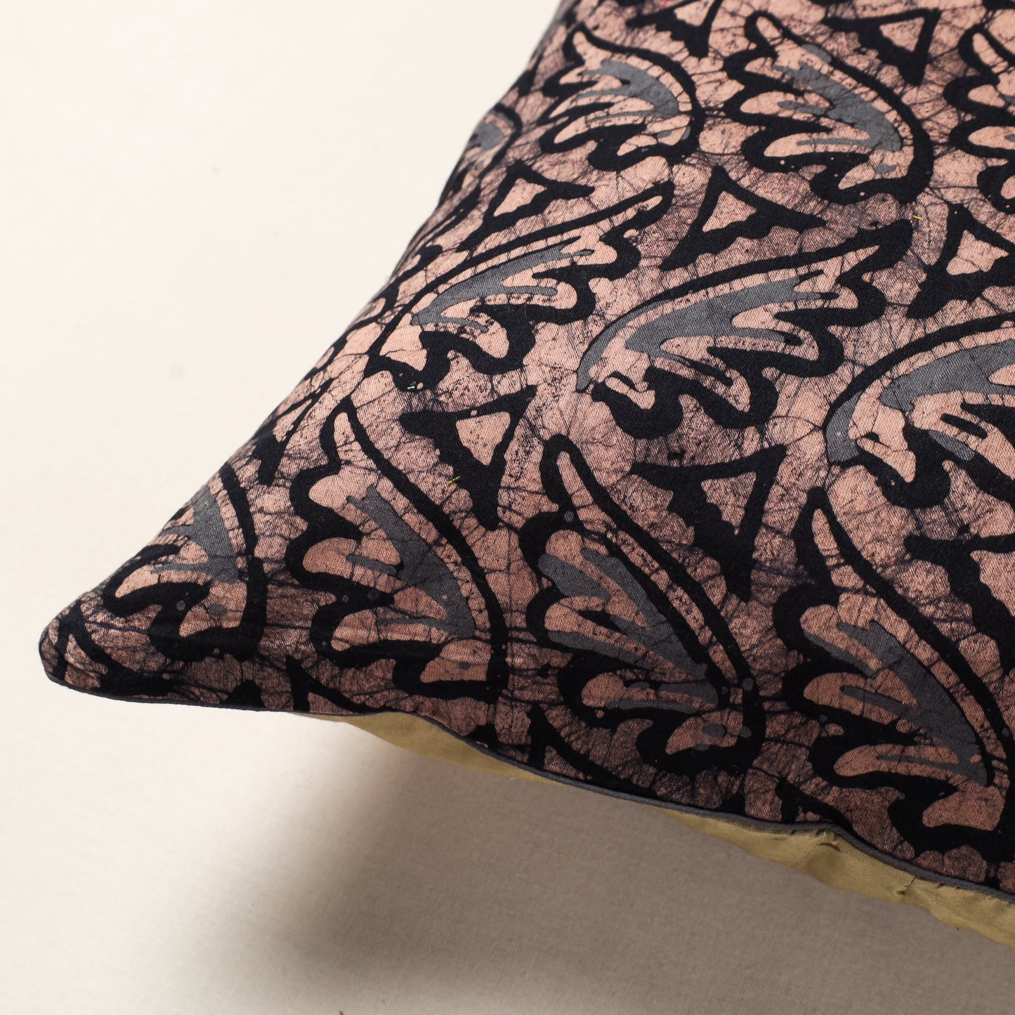 Brown Pure Cotton Hand Batik Cushion Cover (18 x 18 in)