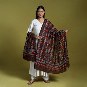 Brown Cotton Hand Batik Print Dupatta