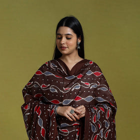  Brown Cotton Hand Batik Print Dupatta