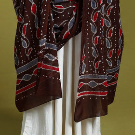  Brown Cotton Hand Batik Print Dupatta