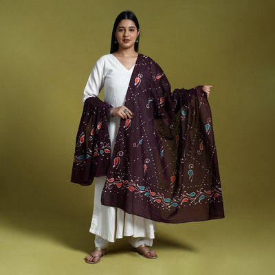  Brown Cotton Hand Batik Print Dupatta
