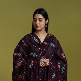  Brown Cotton Hand Batik Print Dupatta