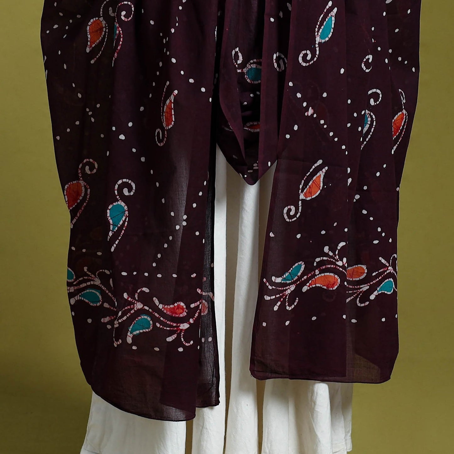  Brown Cotton Hand Batik Print Dupatta