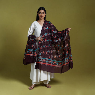 Brown Cotton Hand Batik Print Dupatta