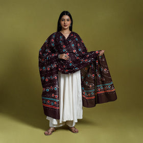  Brown Cotton Hand Batik Print Dupatta