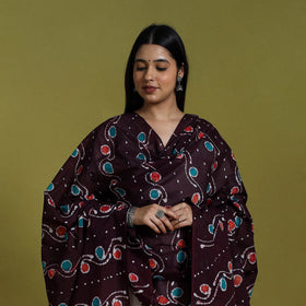  Brown Cotton Hand Batik Print Dupatta