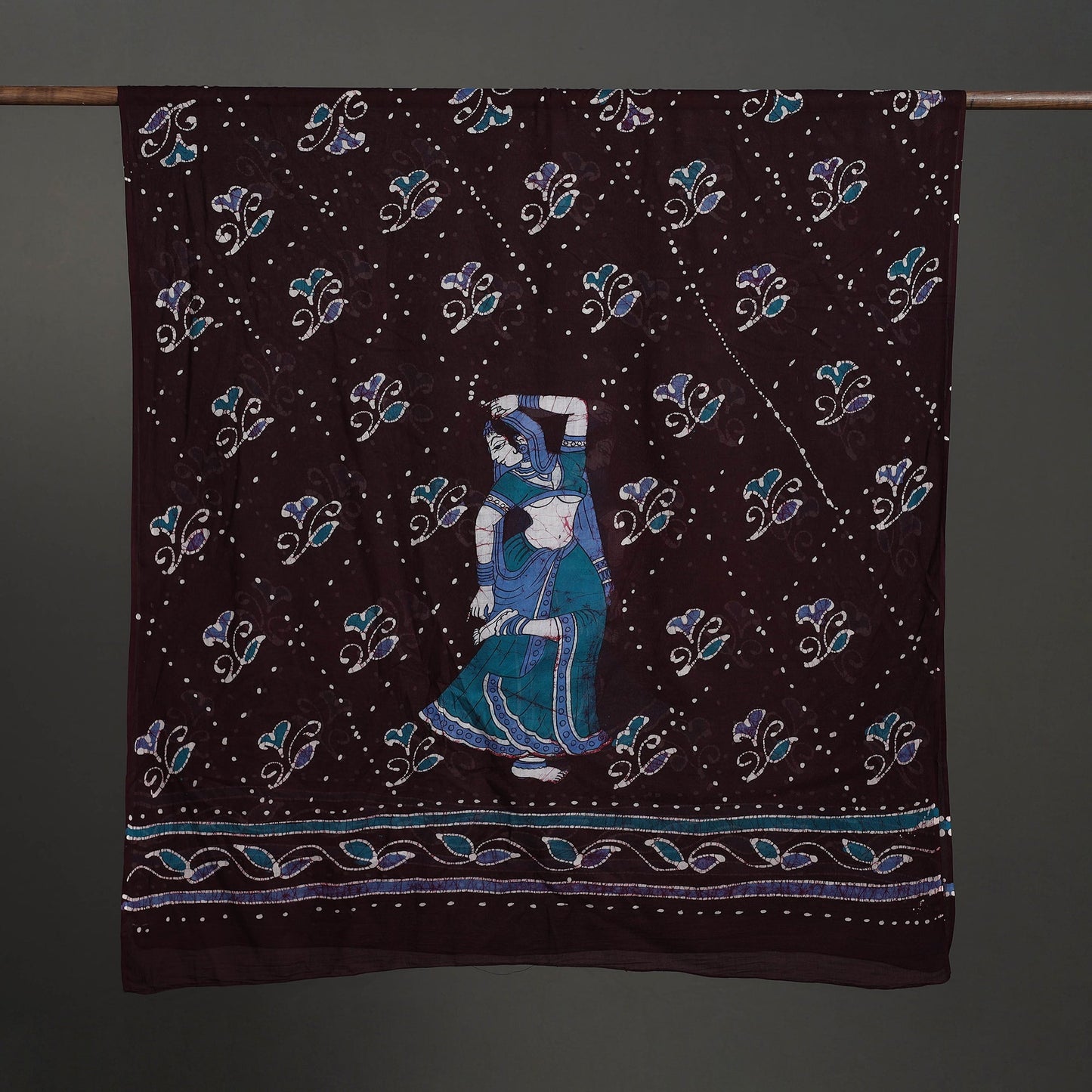 Brown - cotton hand batik dupatta 28 - handcrafted