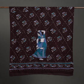 Brown - cotton hand batik dupatta 28 - handcrafted