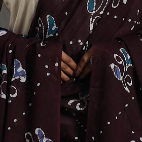 Brown - cotton hand batik dupatta 28 - handcrafted