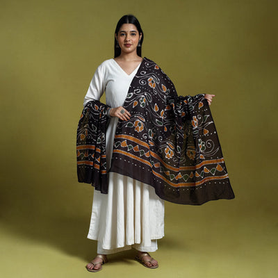  Brown Cotton Hand Batik Print Dupatta