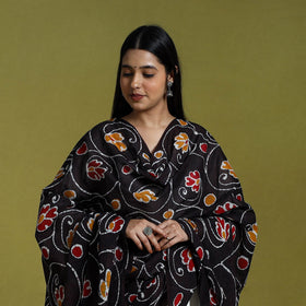 Brown - cotton hand batik dupatta 39 - handcrafted