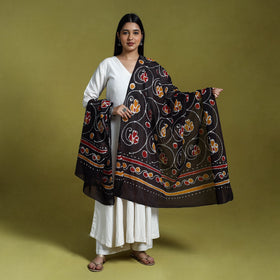 Brown - cotton hand batik dupatta 39 - handcrafted
