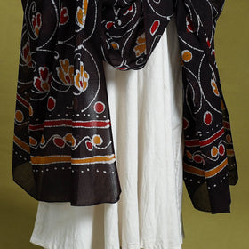 Brown - cotton hand batik dupatta 39 - handcrafted