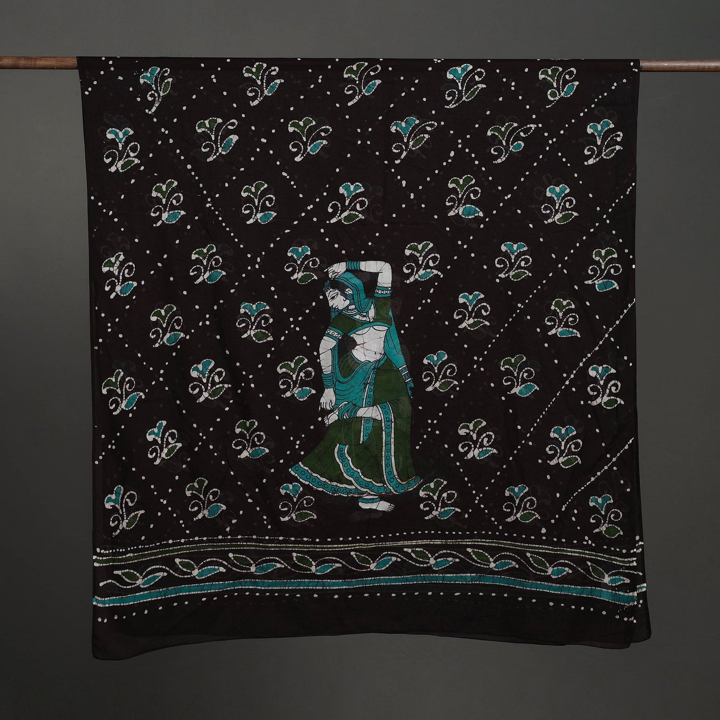 Brown - cotton hand batik dupatta 40 - handcrafted