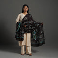 Brown - cotton hand batik dupatta 40 - handcrafted